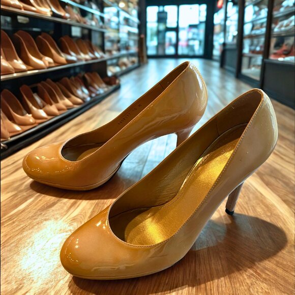 Stuart Weitzman Womens Nude Patent Leather High Heel Pumps Size 10 - Picture 4 of 5